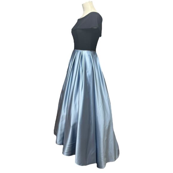 Betsy & Adam Off the Shoulder Hi-Low Dress Black Light Blue 6 - Picture 4 of 7